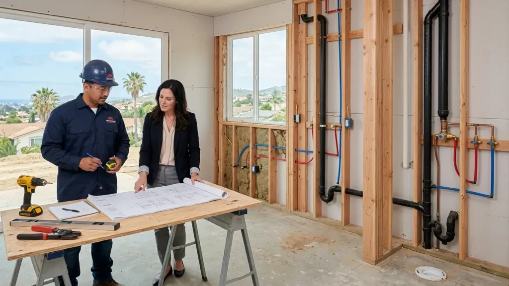 New construction plumbing services San Diego, CA with plumbing planning, rough-in installation, and inspection.